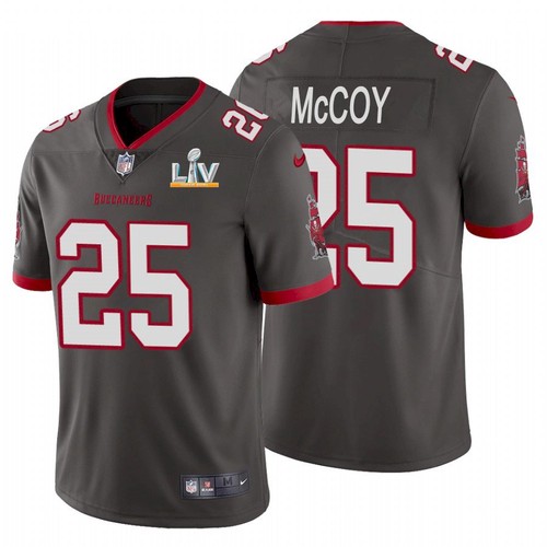 Men's Tampa Bay Buccaneers #25 LeSean McCoy Grey NFL 2021 Super Bowl LV Limited Stitched Jersey